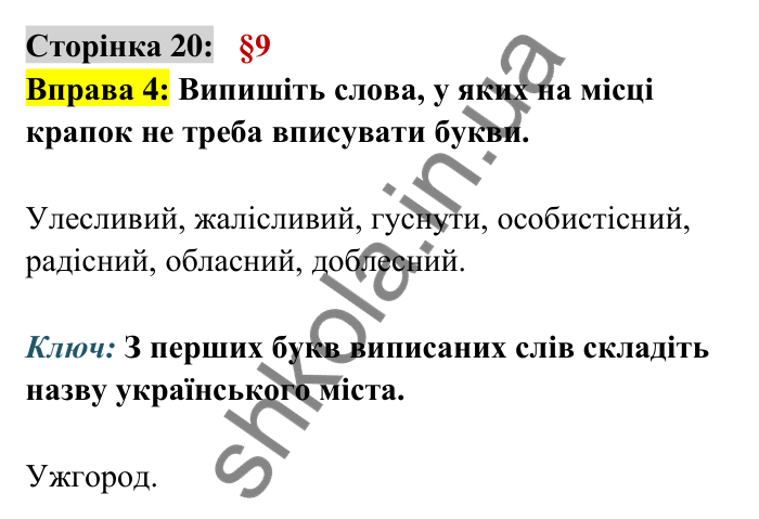 Відповідь до вправи 4 сторінка 20 ГДЗ Українська мова 6 клас Авраменко 2023