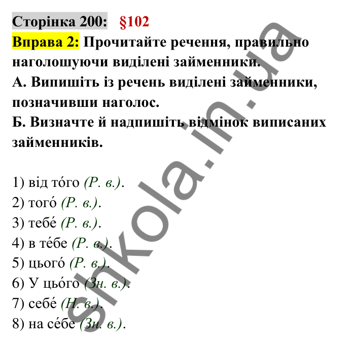 Відповідь до вправи 2 сторінка 200 ГДЗ Українська мова 6 клас Авраменко 2023