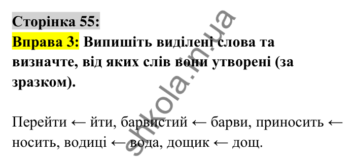 Відповідь до вправи 3 сторінка 55 ГДЗ Українська мова 6 клас Авраменко 2023
