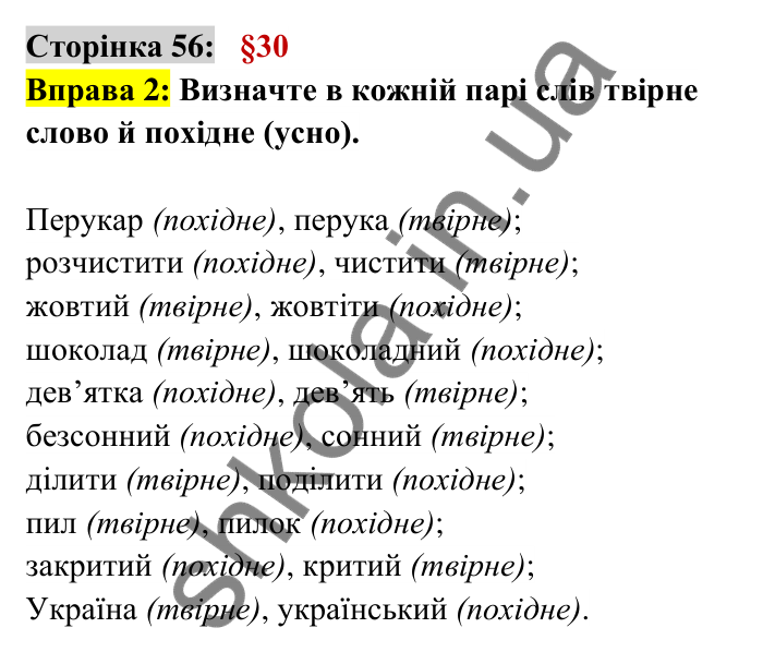 Відповідь до вправи 2 сторінка 56 ГДЗ Українська мова 6 клас Авраменко 2023