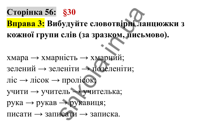 Відповідь до вправи 3 сторінка 56 ГДЗ Українська мова 6 клас Авраменко 2023