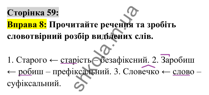 Відповідь до вправи 8 сторінка 59 ГДЗ Українська мова 6 клас Авраменко 2023