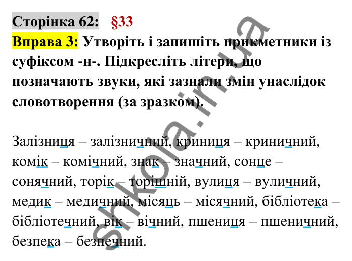 Відповідь до вправи 3 сторінка 62 ГДЗ Українська мова 6 клас Авраменко 2023