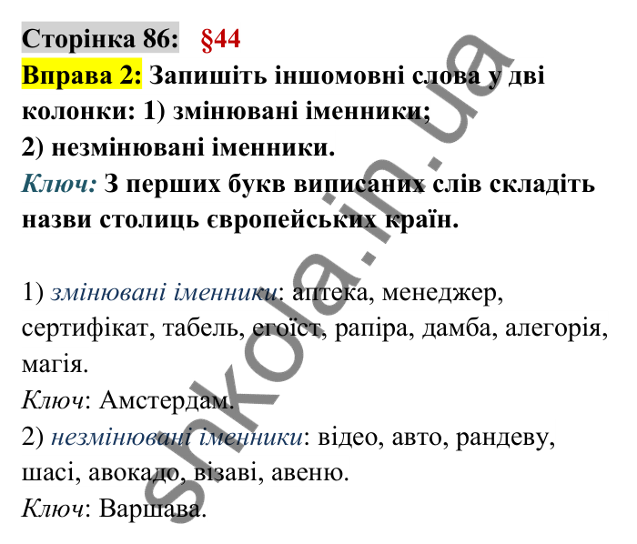 Відповідь до вправи 2 сторінка 86 ГДЗ Українська мова 6 клас Авраменко 2023