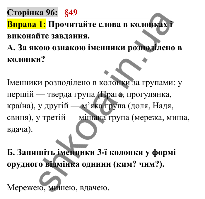 Відповідь до вправи 1 сторінка 96 ГДЗ Українська мова 6 клас Авраменко 2023