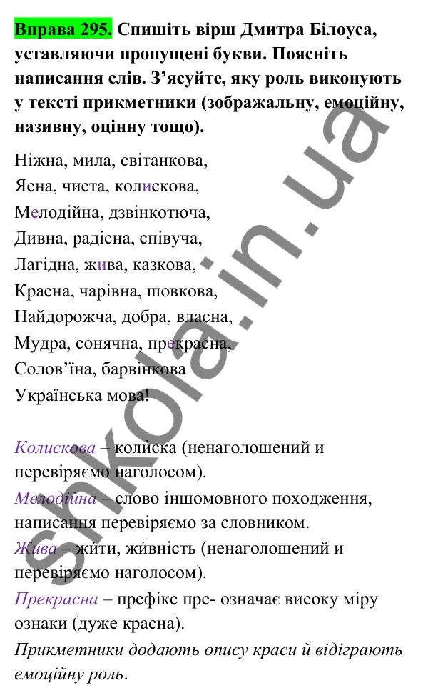 Відповідь до вправи 295 (с. 123) з української мови для 6 класу (Голуб, 2023): Групи прикметників за значенням: якісні, відносні, присвійні