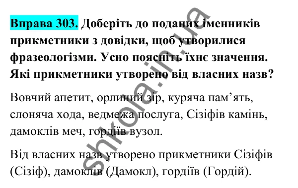 Відповідь до вправи 303 (с. 126) з української мови для 6 класу (Голуб, 2023): Перехід прикметників з однієї групи в іншу