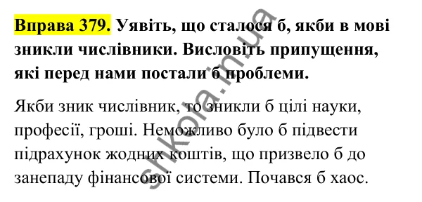 Відповідь до вправи 379 (с. 152) з української мови для 6 класу (Голуб, 2023): Числівник як частина мови