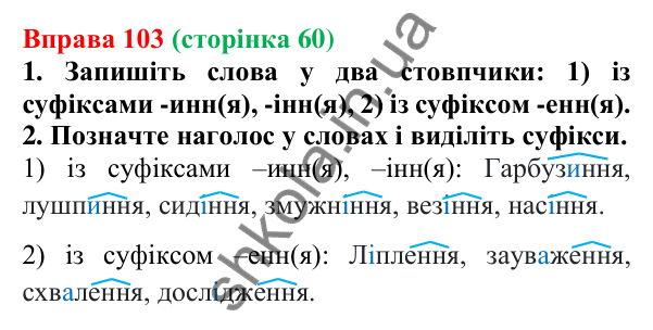 Відповідь до вправи 103 (с. 60) з української мови для 6 класу (Літвінова, 2023): Правила написання букв Е, И, І в...