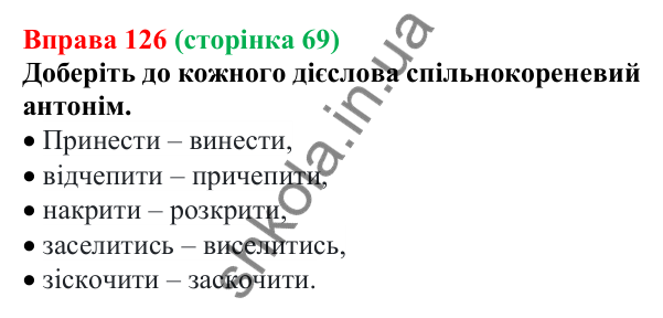 Відповідь до вправи 126 (с. 69) з української мови для 6 класу (Літвінова, 2023): Антонімічні префікси й суфікси
