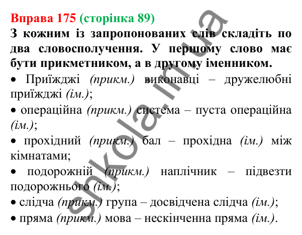 Відповідь до вправи 175 (с. 89) з української мови для 6 класу (Літвінова, 2023): Основні способи словотворення