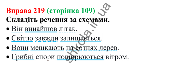 Відповідь до вправи 219 (с. 109) з української мови для 6 класу (Літвінова, 2023): Самостійні частини мови: загальна...