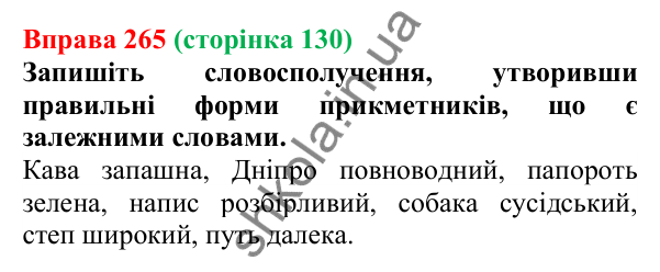 Відповідь до вправи 265 (с. 130) з української мови для 6 класу (Літвінова, 2023): Рід іменників. Іменники спільного...