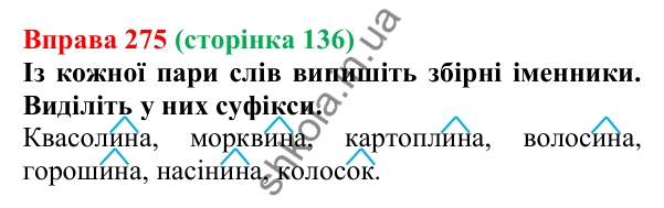 Відповідь до вправи 275 (с. 136) з української мови для 6 класу (Літвінова, 2023): Число іменників