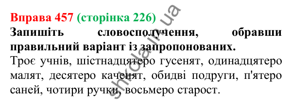 Відповідь до вправи 457 (с. 226) з української мови для 6 класу (Літвінова, 2023): Розряди числівників за значенням