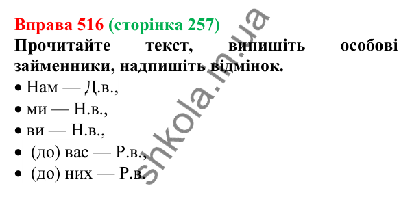 Відповідь до вправи 516 (с. 257) з української мови для 6 класу (Літвінова, 2023): Розряди займенників за значенням...
