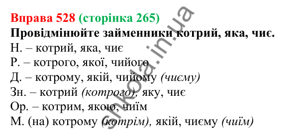 Відповідь до вправи 528 (с. 265) з української мови для 6 класу (Літвінова, 2023): Розряди займенників за значенням...