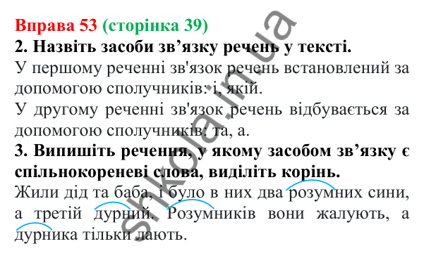 Відповідь до вправи 53 (с. 39) з української мови для 6 класу (Літвінова, 2023): Будова слова. Корінь слова....