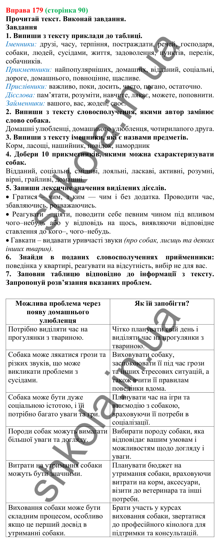 Відповідь до вправи 179 (с. 90) з української мови для 6 класу (Онатій, 2023): Повторення вивченого про частини мови