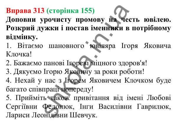 Відповідь до вправи 313 (с. 155) з української мови для 6 класу (Онатій, 2023): Іменник. Узагальнення
