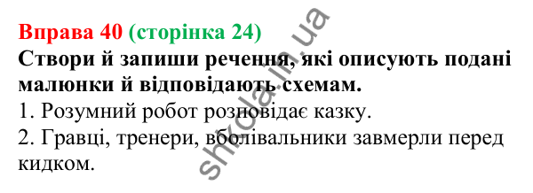 Відповідь до вправи 40 (с. 24) з української мови для 6 класу (Онатій, 2023): Повторення. Синтаксис. Пунктуація