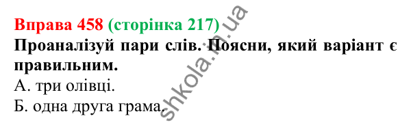 Відповідь до вправи 458 (с. 217) з української мови для 6 класу (Онатій, 2023): Узгодження числівників з іменниками