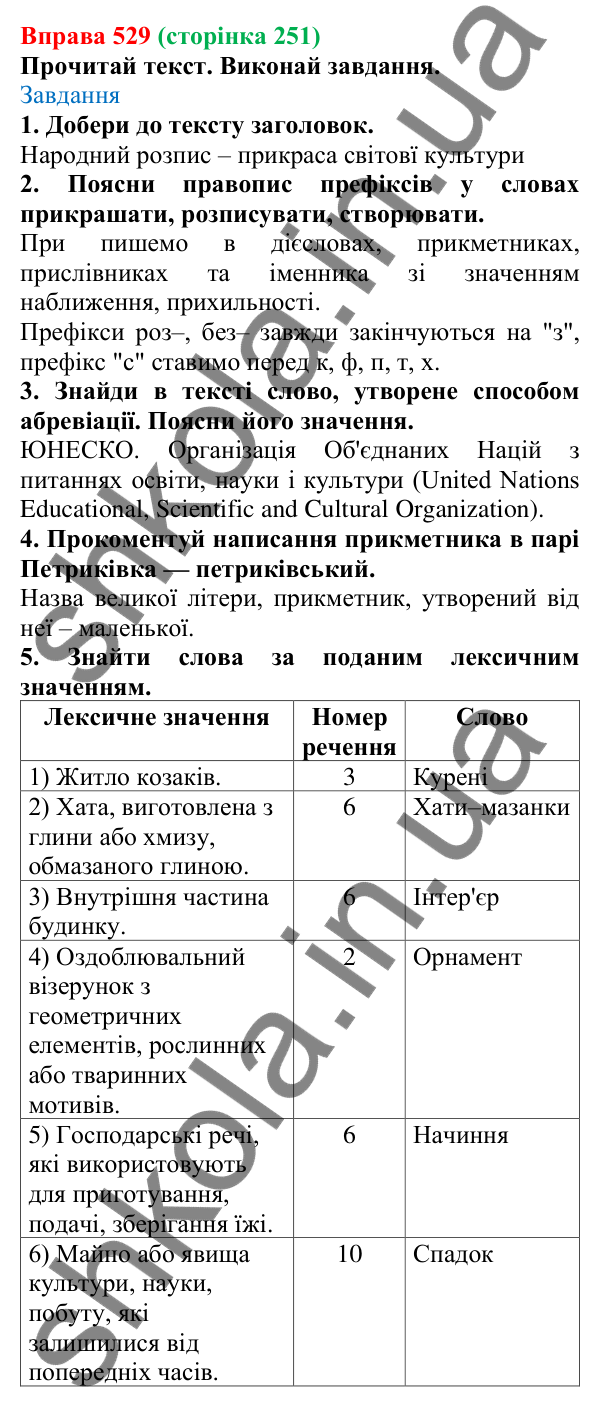 Відповідь до вправи 529 (с. 251) з української мови для 6 класу (Онатій, 2023): Тексти з елементами розповіді