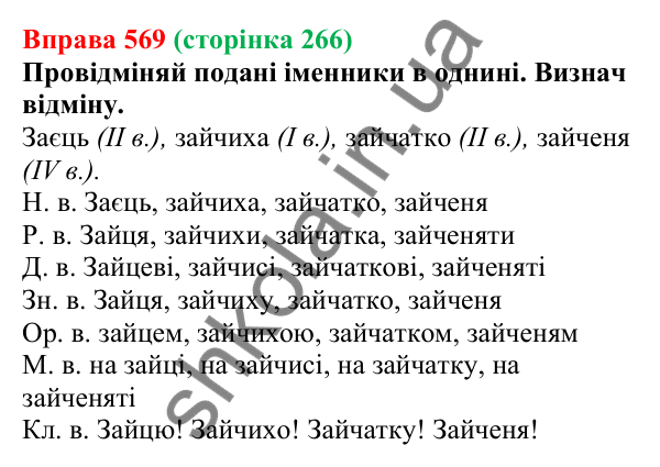 Відповідь до вправи 569 (с. 266) з української мови для 6 класу (Онатій, 2023): Повторення та узагальнення. Іменник