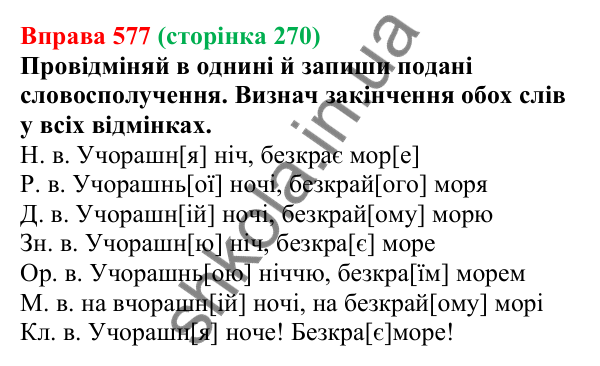Відповідь до вправи 577 (с. 270) з української мови для 6 класу (Онатій, 2023): Повторення та узагальнення. Прикметник