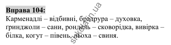Вправа 104 Відповідь до вправи 104 (с. 41) з української мови для 6 класу (Заболотний, 2023): Лексикологія. Орфографія