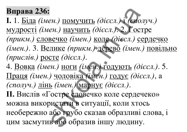 Вправа 236 Відповідь до вправи 236 (с. 90) з української мови для 6 класу (Заболотний, 2023): Морфологія. Орфографія