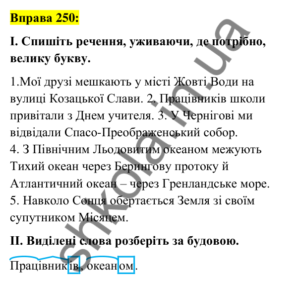Вправа 250 Відповідь до вправи 250 (с. 97) з української мови для 6 класу (Заболотний, 2023): Іменник