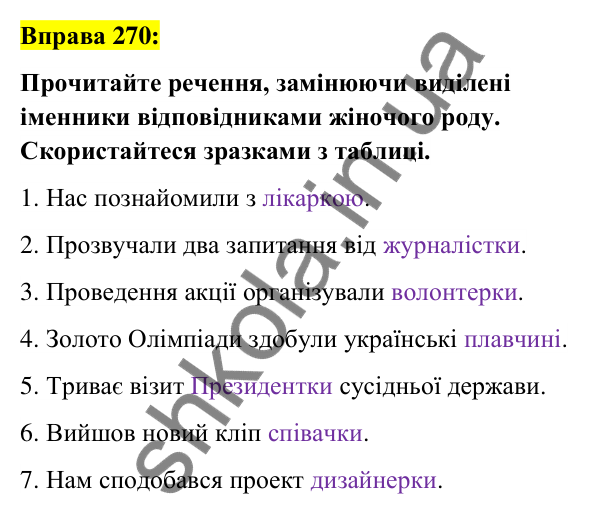 Вправа 270 Відповідь до вправи 270 (с. 104) з української мови для 6 класу (Заболотний, 2023): Іменник