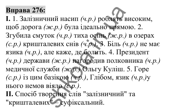 Вправа 276 Відповідь до вправи 276 (с. 105) з української мови для 6 класу (Заболотний, 2023): Іменник