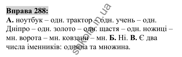 Вправа 288 Відповідь до вправи 288 (с. 110) з української мови для 6 класу (Заболотний, 2023): Іменник