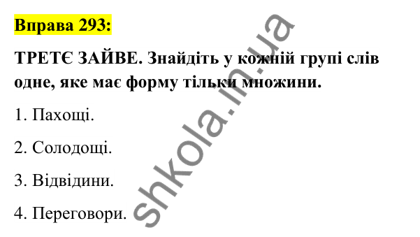 Вправа 293 Відповідь до вправи 293 (с. 111) з української мови для 6 класу (Заболотний, 2023): Іменник
