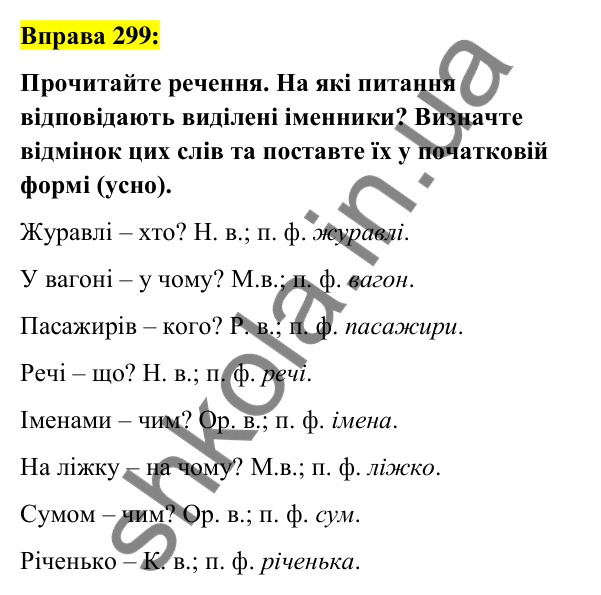Вправа 299 Відповідь до вправи 299 (с. 113) з української мови для 6 класу (Заболотний, 2023): Іменник
