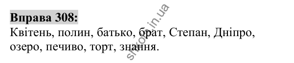 Вправа 308 Відповідь до вправи 308 (с. 117) з української мови для 6 класу (Заболотний, 2023): Іменник