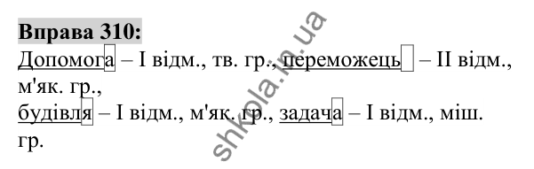 Вправа 310 Відповідь до вправи 310 (с. 117) з української мови для 6 класу (Заболотний, 2023): Іменник