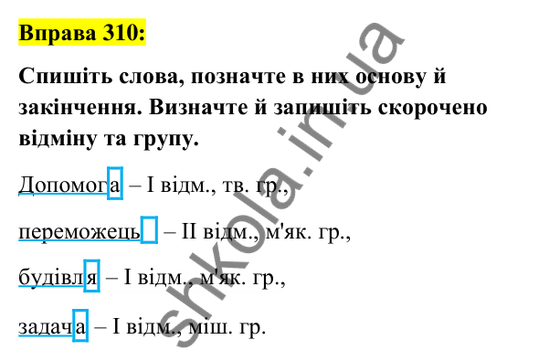 Вправа 310 Відповідь до вправи 310 (с. 117) з української мови для 6 класу (Заболотний, 2023): Іменник