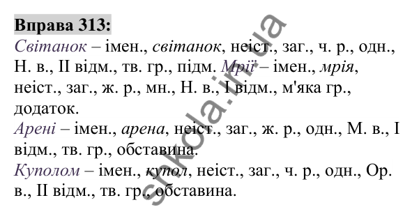 Вправа 313 Відповідь до вправи 313 (с. 118) з української мови для 6 класу (Заболотний, 2023): Іменник