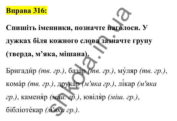 Вправа 316 Відповідь до вправи 316 (с. 119) з української мови для 6 класу (Заболотний, 2023): Іменник