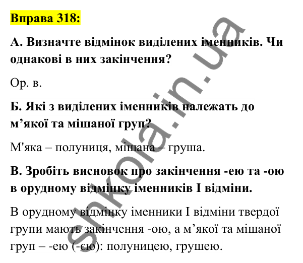 Вправа 318 Відповідь до вправи 318 (с. 119) з української мови для 6 класу (Заболотний, 2023): Іменник