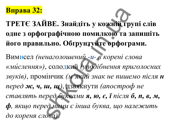 Вправа 32 Відповідь до вправи 32 (с. 15) з української мови для 6 класу (Заболотний, 2023): Повторення, узагальнення та поглиблення...