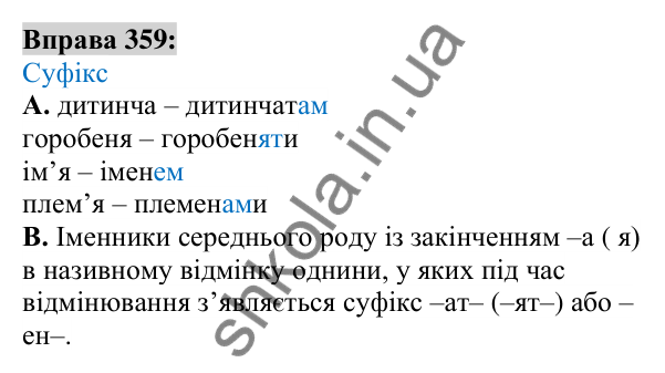 Вправа 359 Відповідь до вправи 359 (с. 133) з української мови для 6 класу (Заболотний, 2023): Іменник