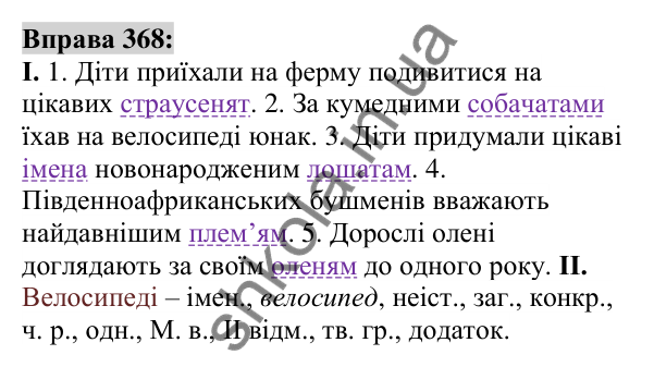 Вправа 368 Відповідь до вправи 368 (с. 136) з української мови для 6 класу (Заболотний, 2023): Іменник