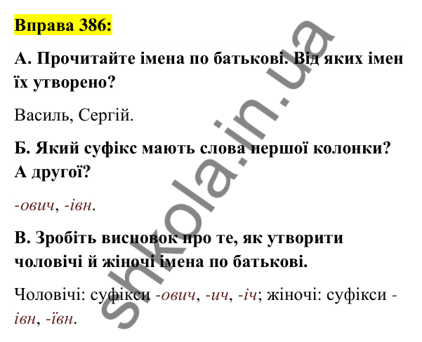Вправа 386 Відповідь до вправи 386 (с. 142) з української мови для 6 класу (Заболотний, 2023): Іменник