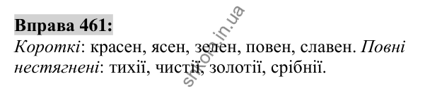 Вправа 461 Відповідь до вправи 461 (с. 170) з української мови для 6 класу (Заболотний, 2023): Прикметник