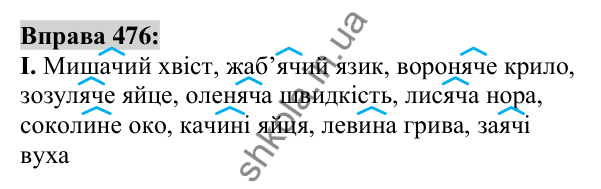 Вправа 476 Відповідь до вправи 476 (с. 176) з української мови для 6 класу (Заболотний, 2023): Прикметник