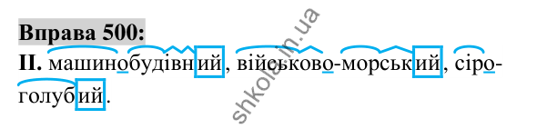 Вправа 500 Відповідь до вправи 500 (с. 187) з української мови для 6 класу (Заболотний, 2023): Прикметник